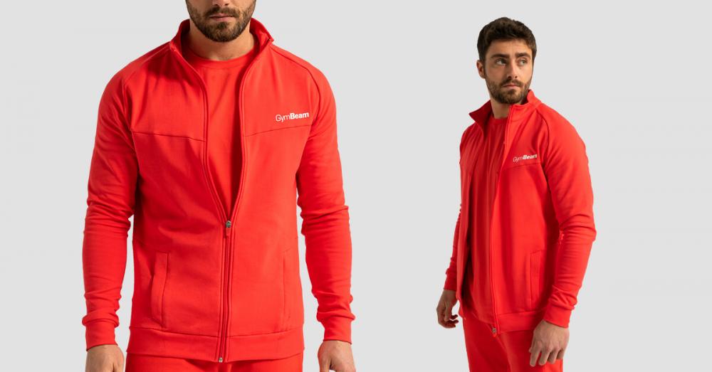 Muška dukserica Zip Up Limitless Hot Red - GymBeam