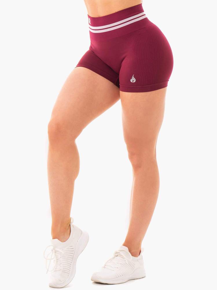 Ženske kratke hlače Freestyle High Waisted Burgundy - Ryderwear